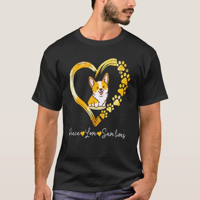 Camiseta Corgi Fofo Com Coração Salva Vidas (Frente)