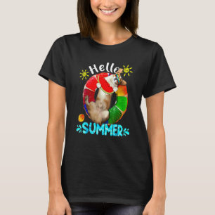 Camiseta Corgi Fofo Comendo Melancia na Piscina Olá V