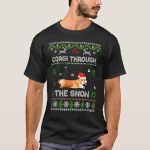 Camiseta Corgi Fofo Natal Galês Corgi Costurado Olhando