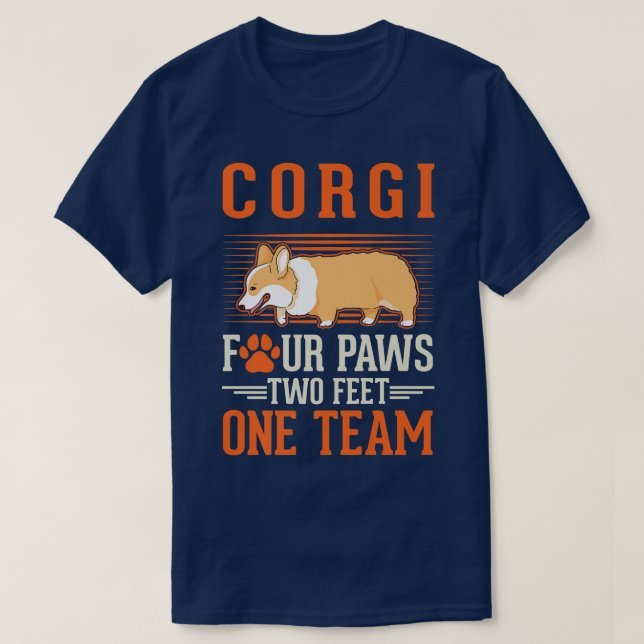 Camiseta Corgi Four Paws Two Feet One Team Corgi-480 (Frente do Design)