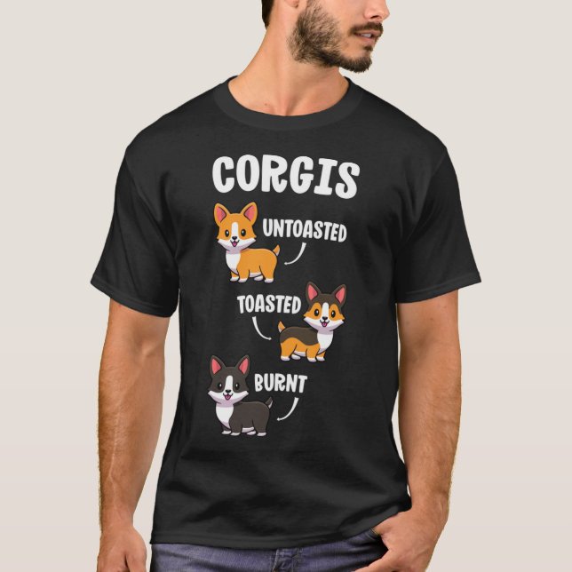 Camiseta Corgi Funny Dog Alojou Presente Não Torrado Queima (Frente)
