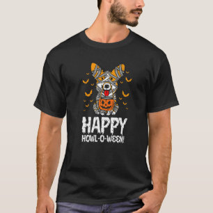 Camiseta Corgi Galês Bruxa Feliz Uivar O Ween Dia das Bruxa