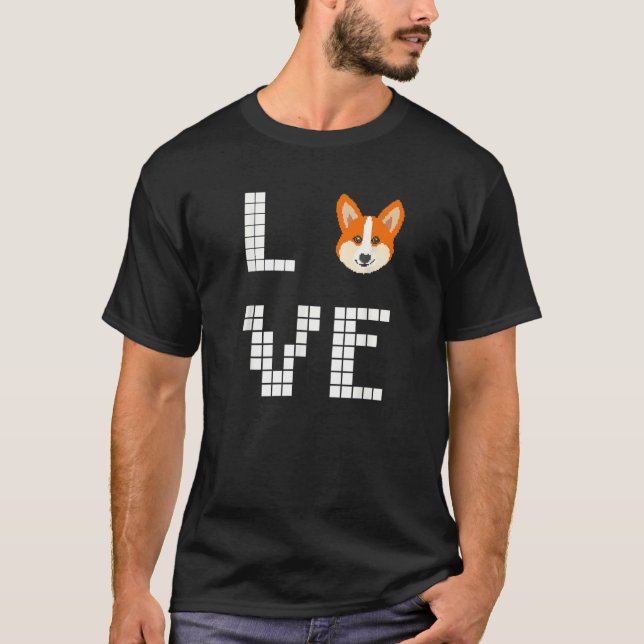 Camiseta Corgi Galês Cachorro Arte Pixel (Frente)