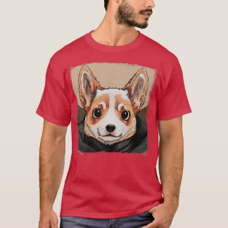 Camiseta Corgi Galês Pintado Em Um Kawaii-814 De Cloak