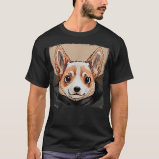 Camiseta Corgi Galês Pintado Em Um Kawaii Cloak -813