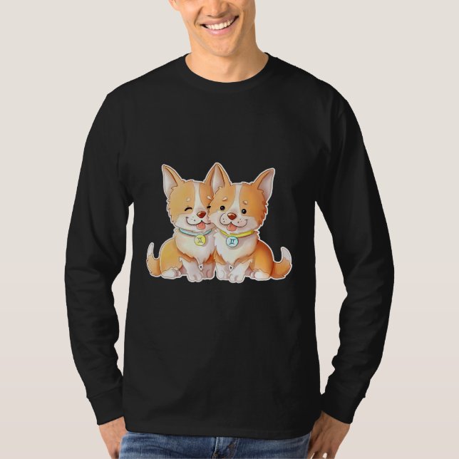 Camiseta Corgi Gemini Animal Welsh Pet Owner Keeper Astrol (Frente)