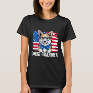 Camiseta Corgi Grandma Usa Cão Patriótico Ao Longo De 4 De 
