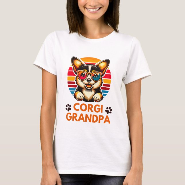 Camiseta Corgi Grandpa Retro Corgi Dog Lover Design (Frente)