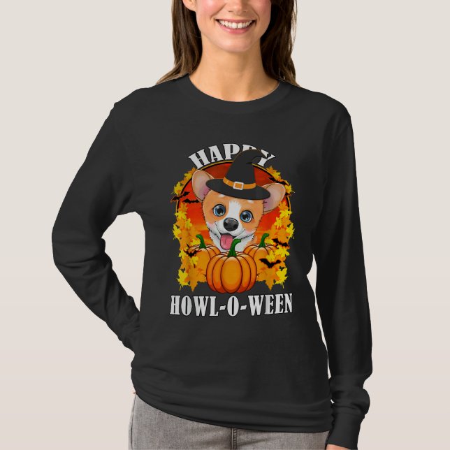 Camiseta Corgi Halloween Para Cães 1240 (Frente)