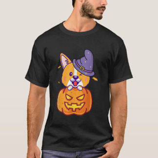 Camiseta Corgi Halloween Pumpkin Costume Para Mulheres Home