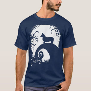 Camiseta Corgi Halloween Sob A Lua, Brincadeira De Cachorro