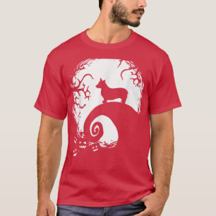 Camiseta Corgi Halloween Sob A Lua, Brincadeira De Cachorro