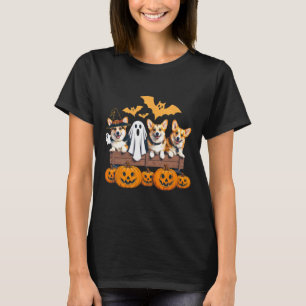 Camiseta Corgi Halloween Trio Engraçado Sapato de Cachorro 