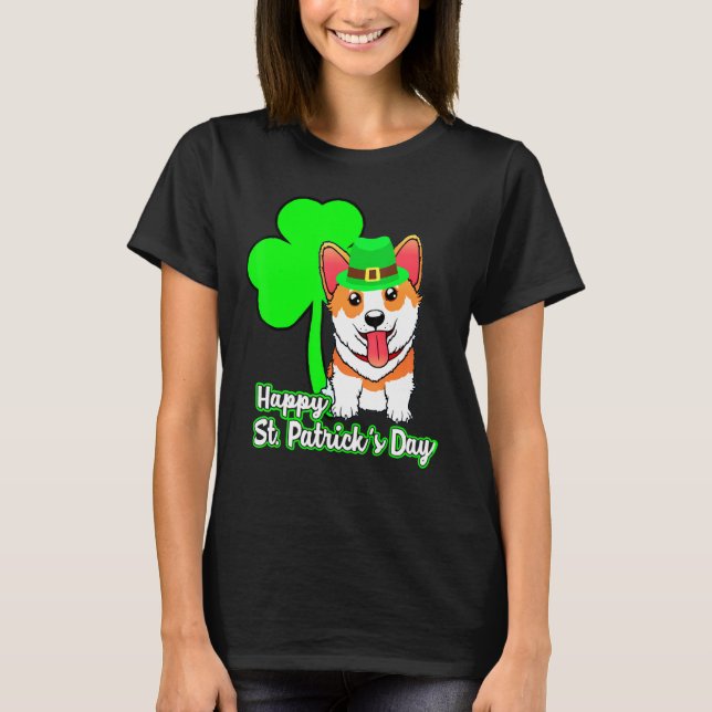 Camiseta Corgi Happy Dia de São Patrício (Frente)