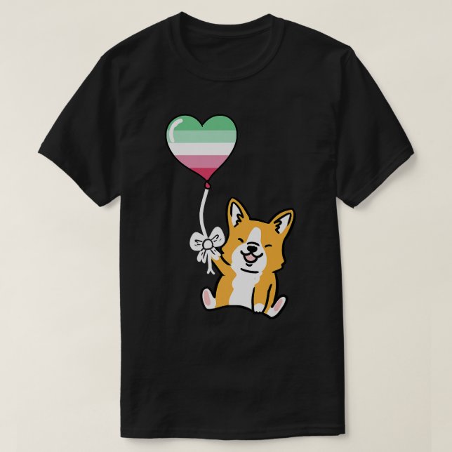 Camiseta Corgi Heart Balloon Abrosexy Pride T-Shi (Frente do Design)