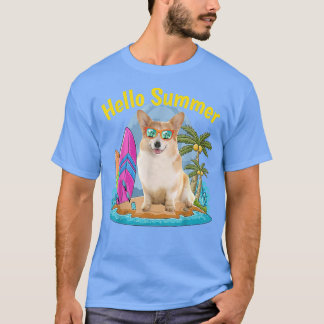 Camiseta Corgi Hello Summer Dog Férias 2022