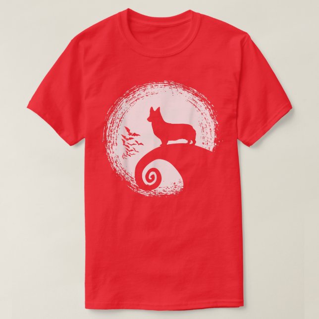 Camiseta Corgi Howling In Moon Light Para Cachorros Hallowe (Frente do Design)