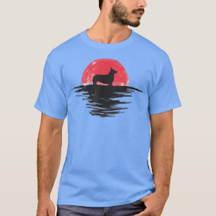 Camiseta Corgi Japonês Sunset Retro Cog Red