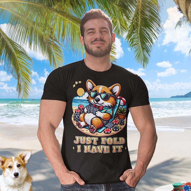 Camiseta Corgi Jogando Cartões Férias De Verão Poker Engraç (Criador carregado)