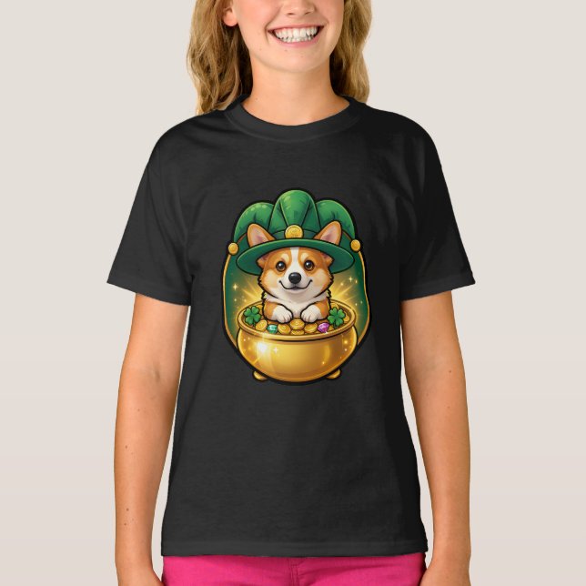Camiseta Corgi Leprechaun Pot of Gold St. Patrick’s Day T (Frente)