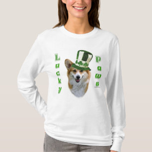 Camiseta Corgi Lucky Paws; presente de Dia de São Patrício