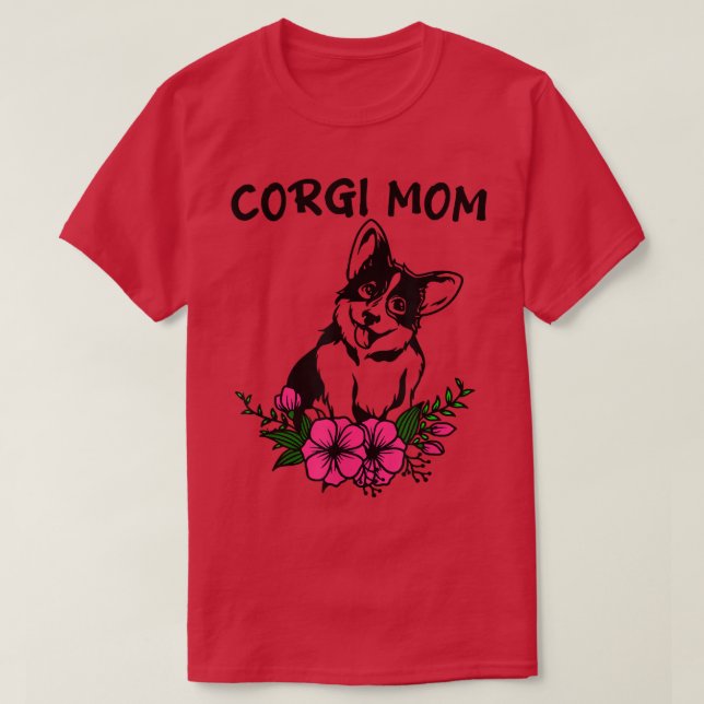 Camiseta Corgi Mãe Cachorro Mães Cachorro Primavera Flores  (Frente do Design)