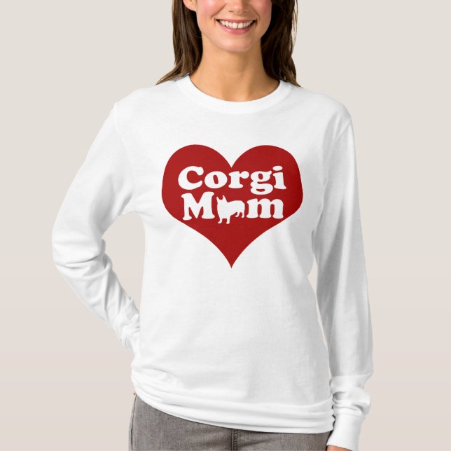 Camiseta Corgi Mãe Coração Vermelho (Frente)
