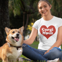 Corgi Mãe Coração Vermelho Bonito