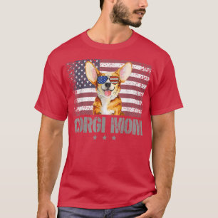 Camiseta Corgi Mãe Retro USA 4 De Julho Sunglass American F