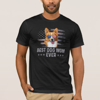 Camiseta Corgi Mãe Vintage, Bandeira Americana, Cão Patriót