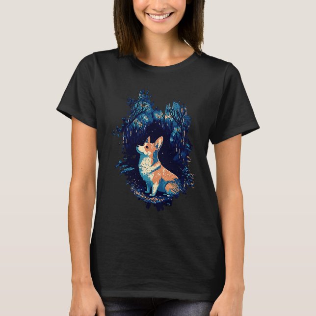 Camiseta Corgi Mágico na Floresta Encantada (Frente)