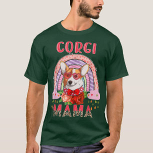 Camiseta Corgi Mama Cute Rainbow Rainbow Rainy Dog Flowers 