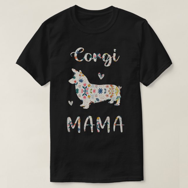 Camiseta Corgi Mama Floral Dog Mãe Love-552 (Frente do Design)