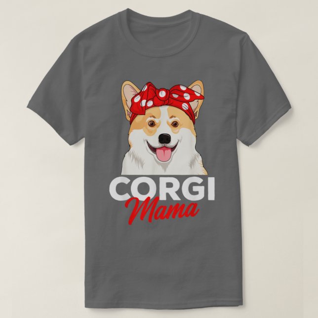 Camiseta Corgi Mama Funny Dog Vestindo Bandana (Frente do Design)