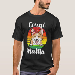 Camiseta Corgi Mama Mãe Red Polka Retro Rainbow Dog Lover