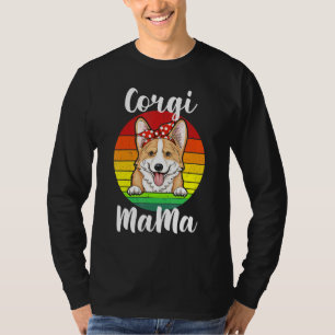 Camiseta Corgi Mama Mãe Red Polka Retro Rainbow Dog Lover