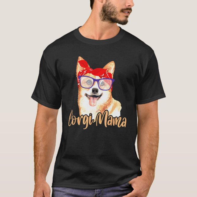Camiseta Corgi Mamãe Mãe Cachecol Vermelho Óculos Patas Cac (Frente)