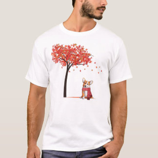 Camiseta Corgi Maple Tree Dia de Ação de Graças Cachorro Ca