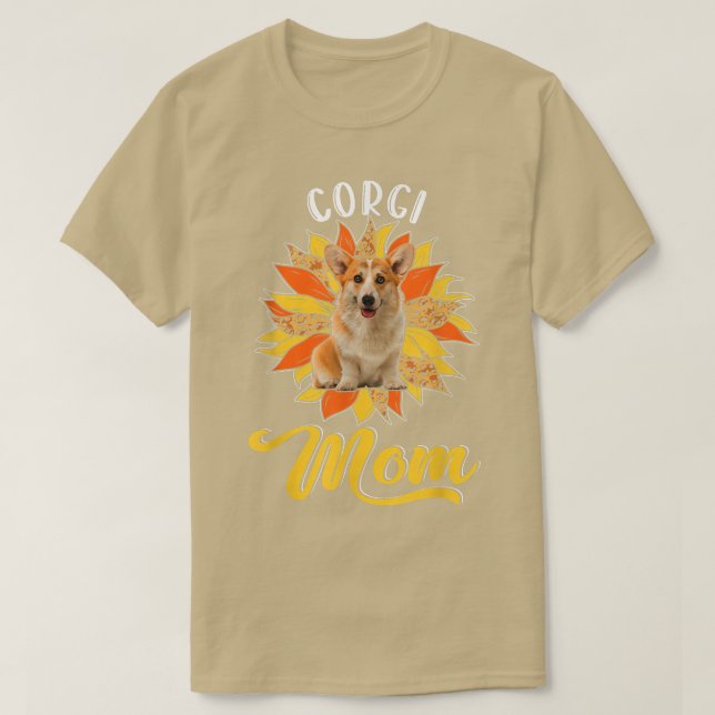 Camiseta Corgi Mom Leopard Sunflower Dog Lover Happy Mother (Frente do Design)