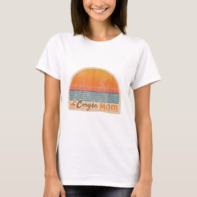 Camiseta Corgi Mom Retro 70s Sunset Tee (Frente)