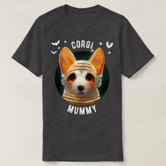 Camiseta Corgi Mummy - Halloween -580 (Frente do Design)