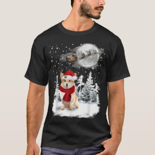 Camiseta Corgi Na Lua De Natal Da Neve Iluminando O Papai N