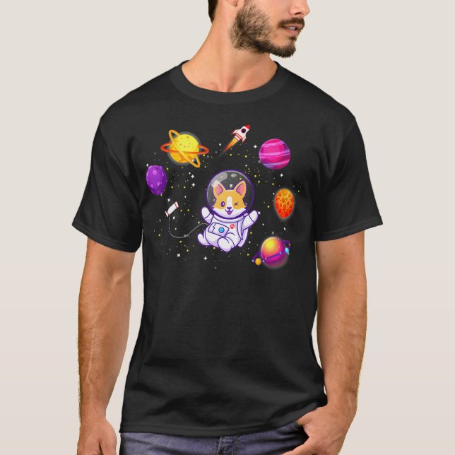 Camiseta Corgi No Espaço Astronauta Corgi (Frente)