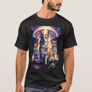 Camiseta Corgi No Espaço Com Donuts Fofos Corgi Meninos Men