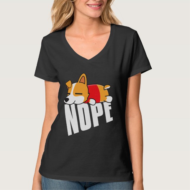 Camiseta Corgi Nope Lazy Corgi (Frente)