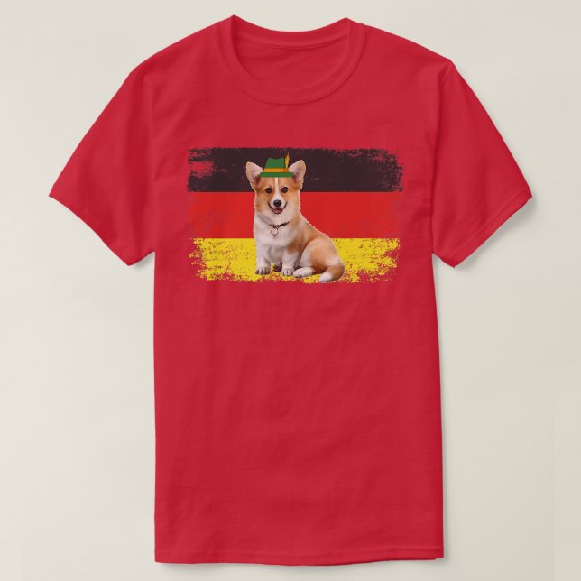 Camiseta Corgi Oktoberfest Gifts German Flag Lederhosen Alp (Frente do Design)