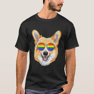 Camiseta Corgi Orgulho gay Flag Lgbt Arco-Íris Óculos de so