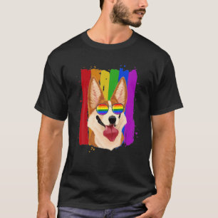 Camiseta Corgi Orgulho gay LGBT Rainbow Flag Dog Lover