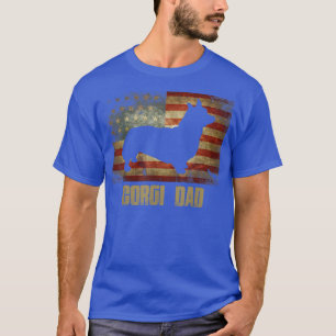 Camiseta Corgi Pai Vintage American Flag Patriótico Corgi T