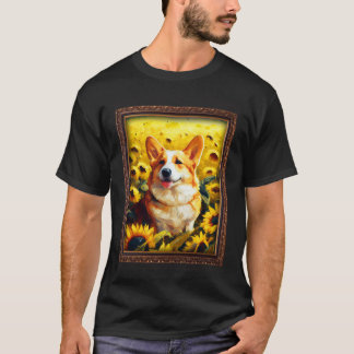 Camiseta Corgi Painting Sunflower Flower Mom Women Floral